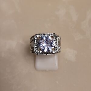 Men's Silver and CZ Ring Size 8
